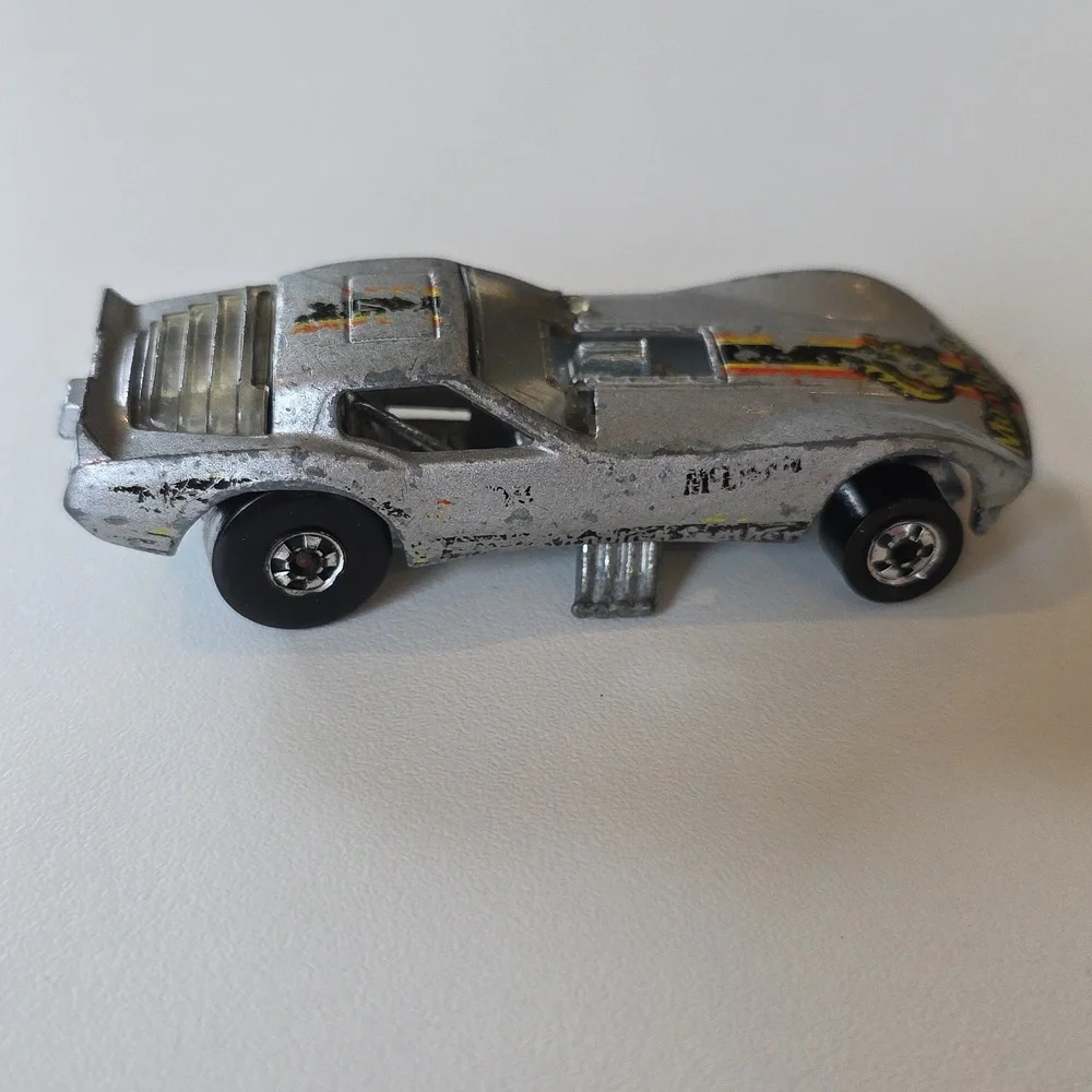 1977 Hot Wheels Mongoose Corvette Tom McEwen Mattel Silver - Vintage
